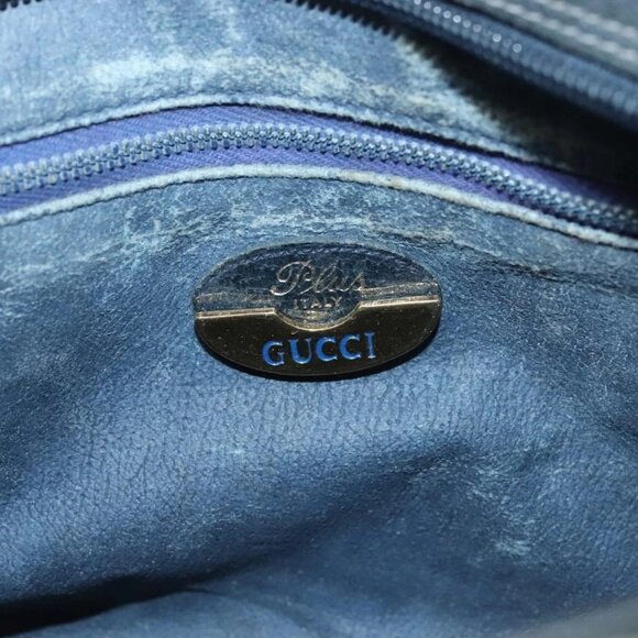 GUCCI GG Plus Supreme Shoulder Bag PVC Navy Gold Auth BA3799 - Picture 10 of 16